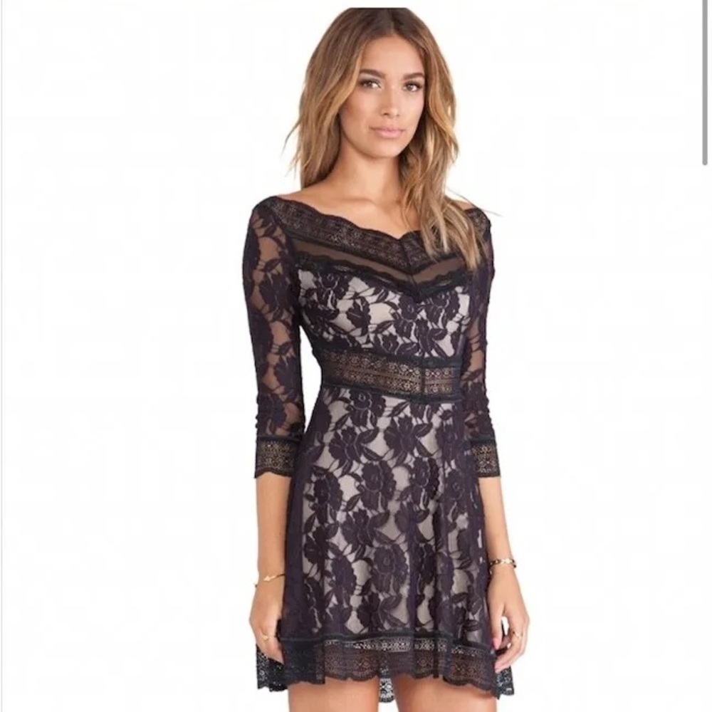 FREE PEOPLE Lacey Affair Lace Cutout Mini Dress Size Small